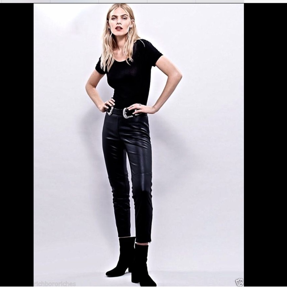 Free People Vegan Leather Legging * side zipper 2 - Picture 3 of 6