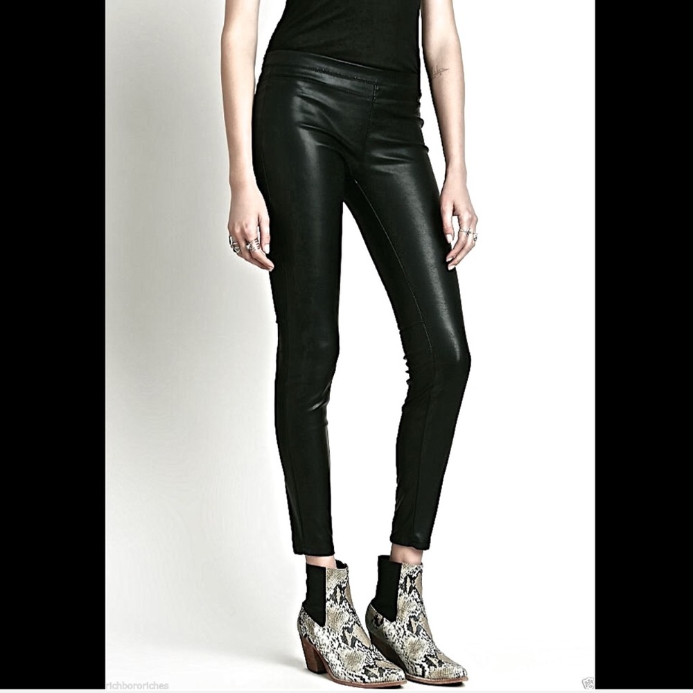 Free People Vegan Leather Legging * side zipper 2 - Picture 4 of 6