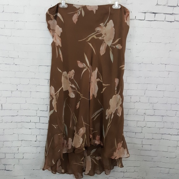 Lauren Ralph Lauren Dresses & Skirts - LAUREN RALPH LAUREN Brown Floral Silk Skirt