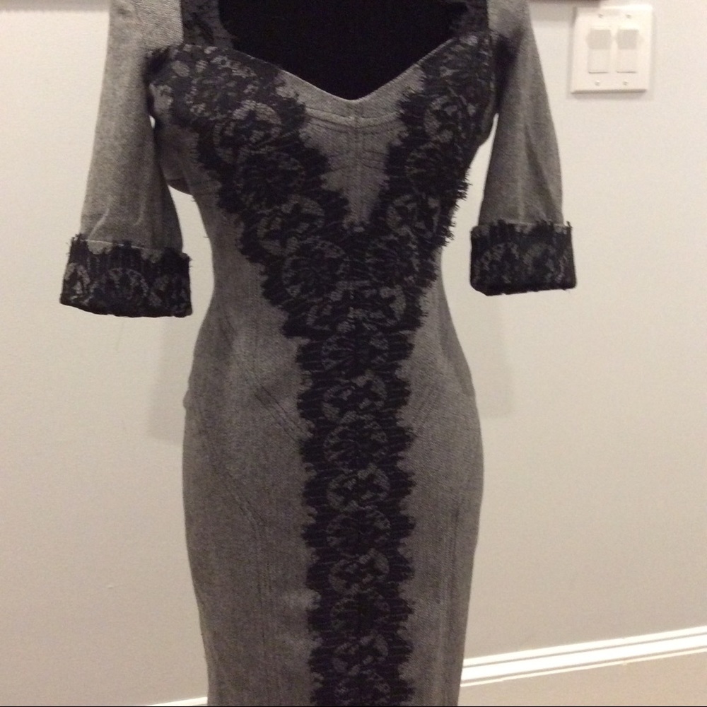 Karen Millen dress - grey with lace details