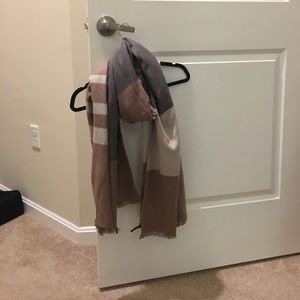 Silk scarf - tan/grey/white