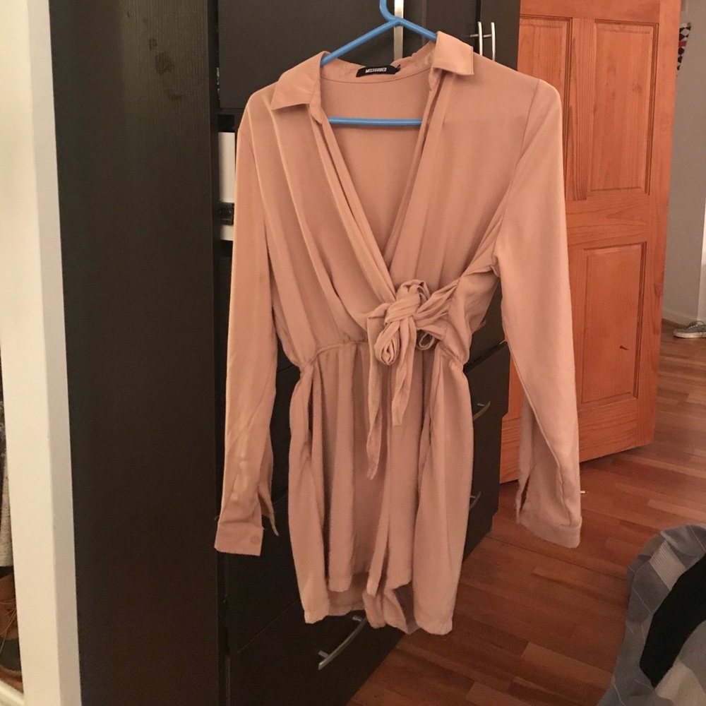 Missguided tan wrap romper