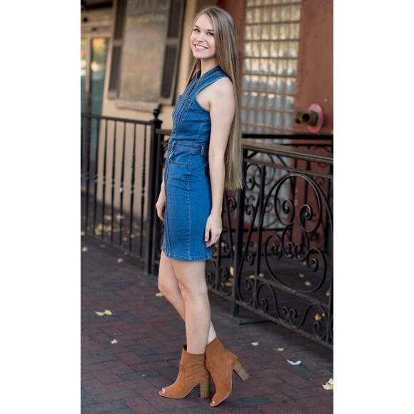 🔥HP🔥NWT MinkPink Lone Ranger Zip Denim Dress - Picture 1 of 8