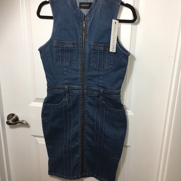 🔥HP🔥NWT MinkPink Lone Ranger Zip Denim Dress - Picture 6 of 8
