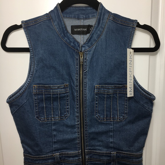 🔥HP🔥NWT MinkPink Lone Ranger Zip Denim Dress - Picture 7 of 8