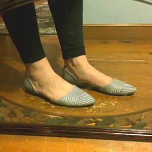 Merona Blue/White Striped Pointed Flats - 8.5