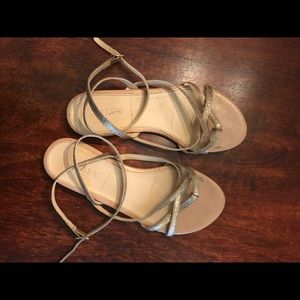J crew Pilar Gold Glitter Sandals size 6.5