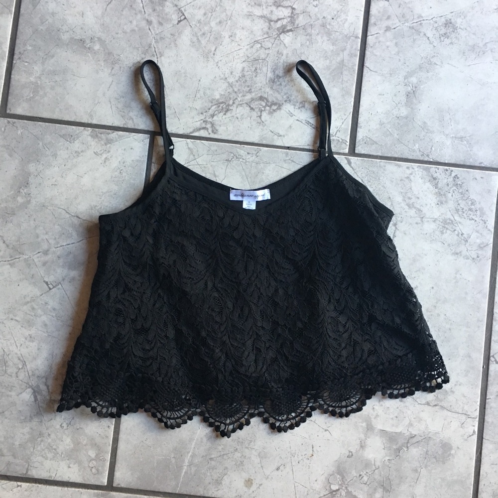 NWOT black lace crop top