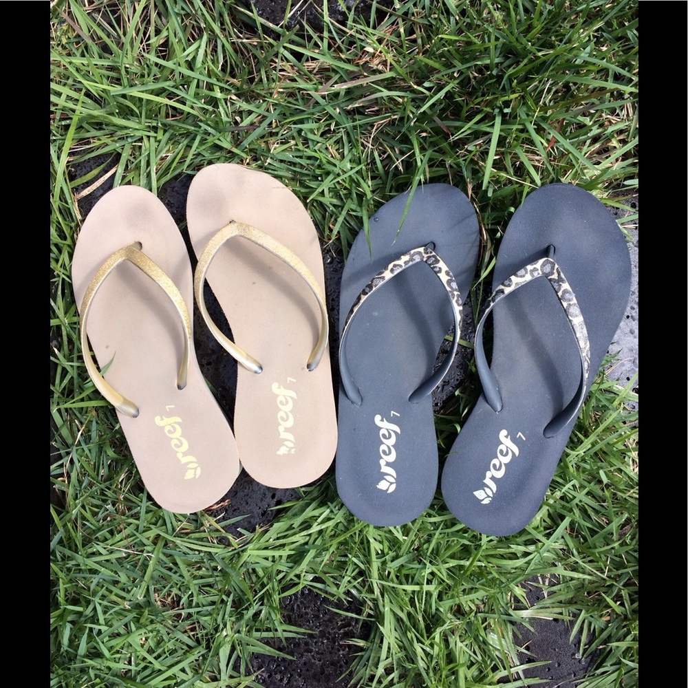 2-pr REEF slippers, size 7. EUC, $15. pair.