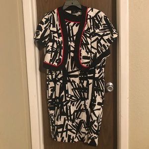 Black, white and red dress suit