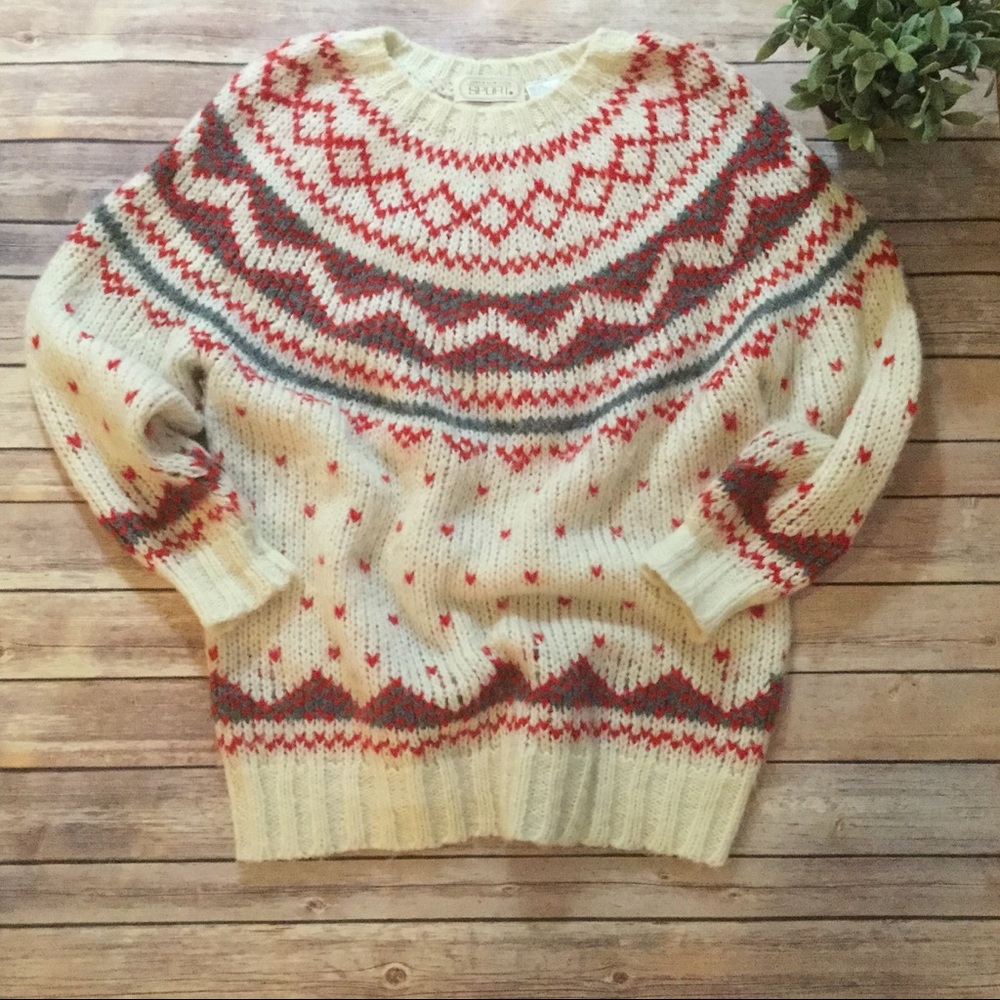 Fair Isle Nordic Slouchy Oversized Sweater S M L