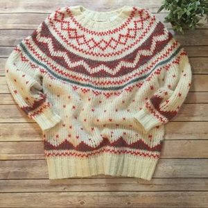 Fair Isle Nordic Slouchy Oversized Sweater S M L