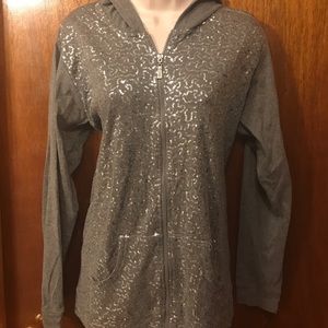 Grey sequin hoodie L