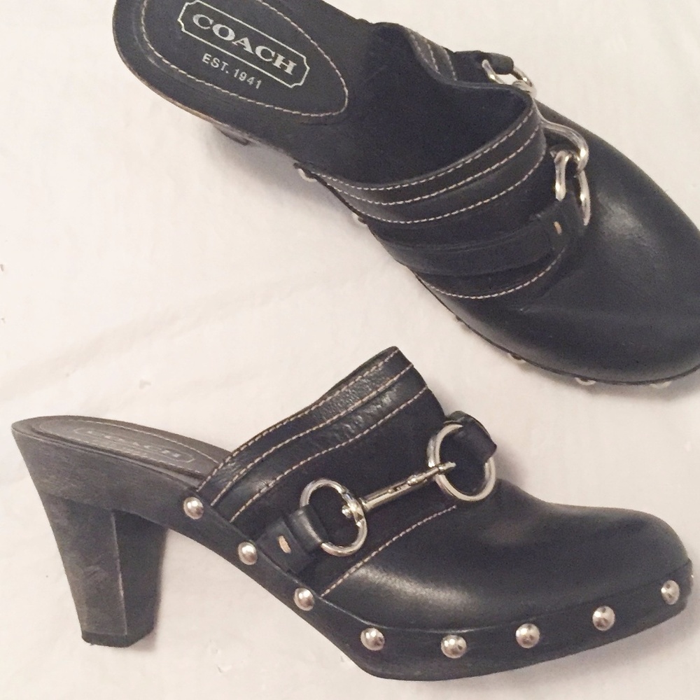 COACH Sutton Black Clogs Mules
