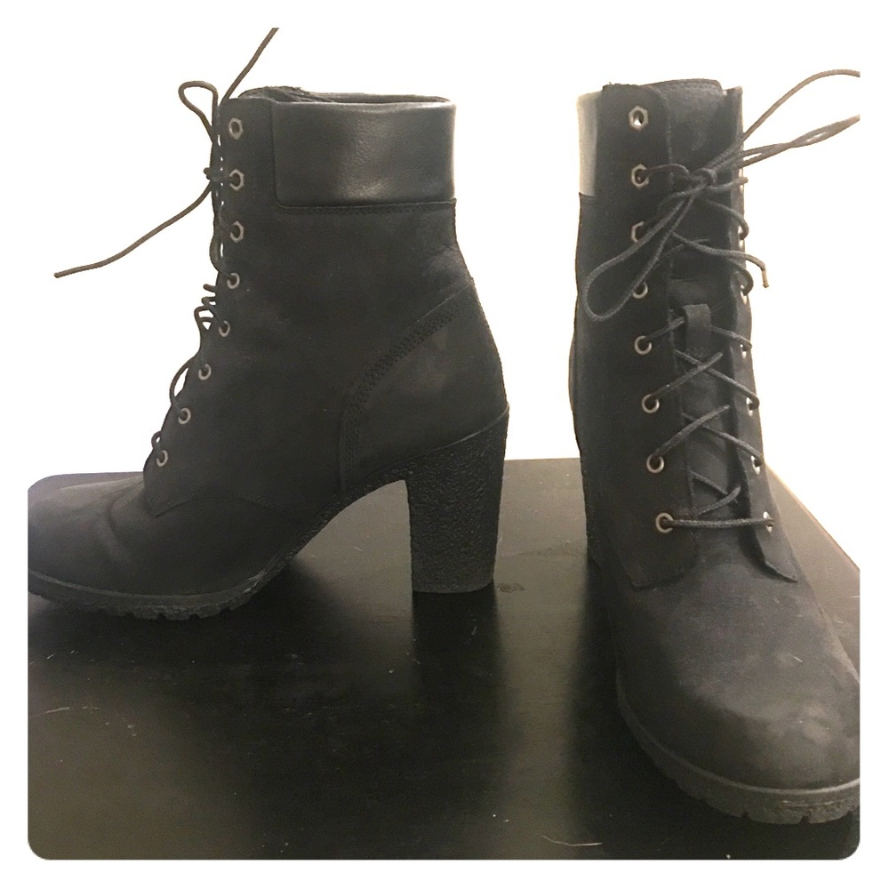 Timberland black high heeled booties