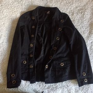 Black Lace Up Jacket with Gold Buttons
