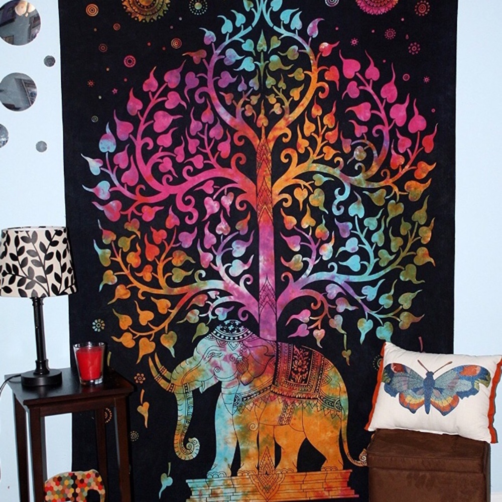 rainbow elephant tapestry