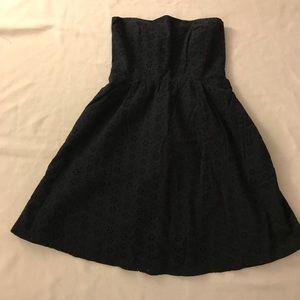 Gorgeous dark blue bustier dress, flowery patterns