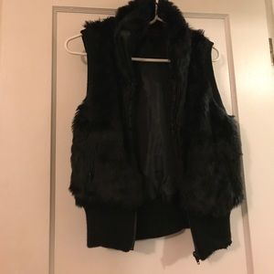 Black faux fur vest