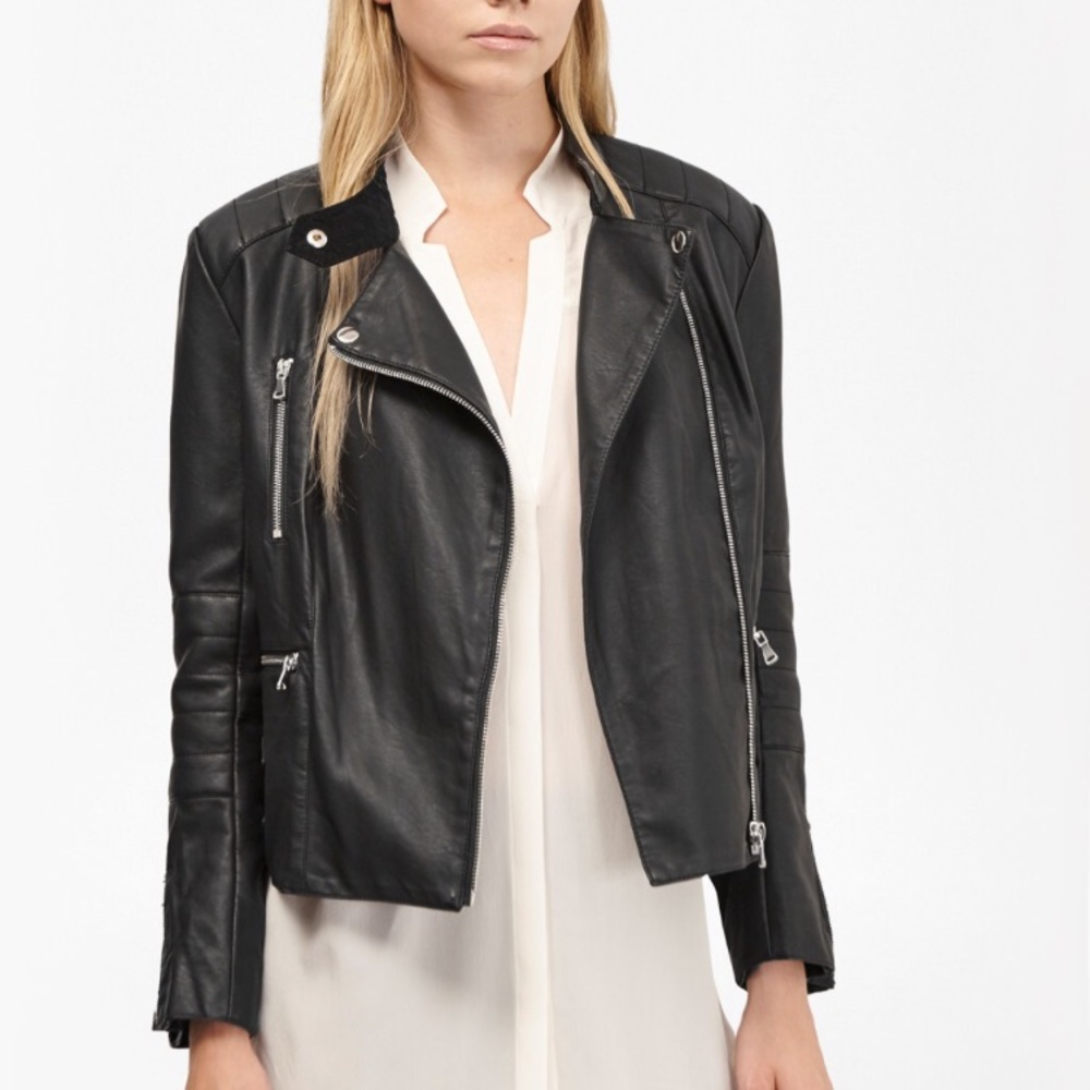 French Connection Faux Leather Decades Jacket Sz 0
