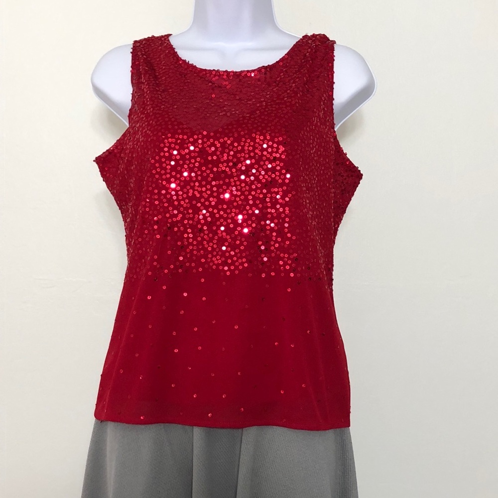 Red Sequined Top With Removable Camisole