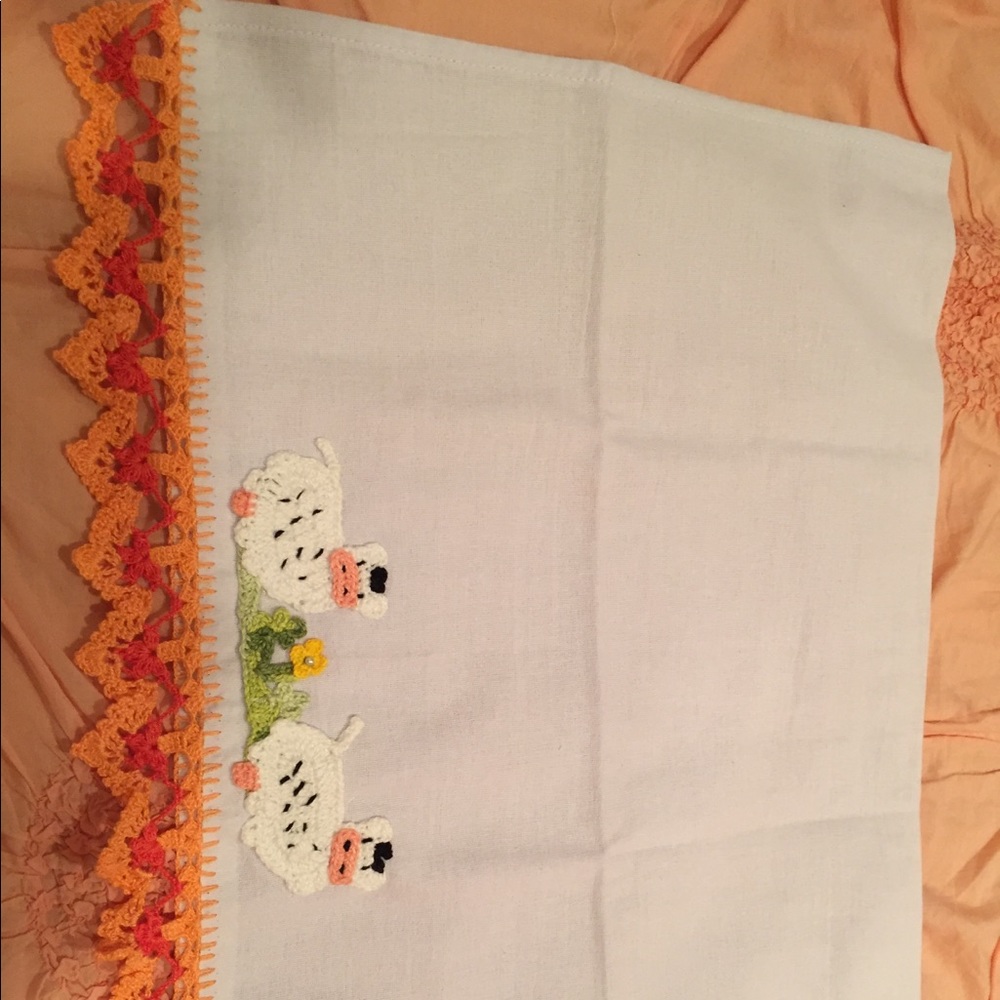 Dish cloth with crochet decor hand made