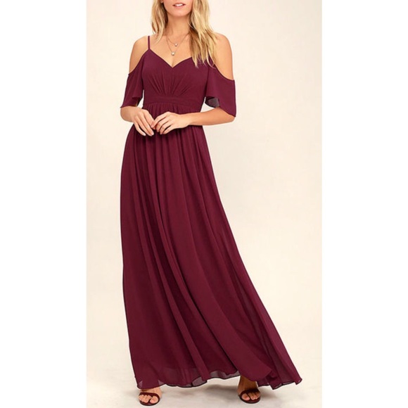 Lulus Dresses & Skirts - Merlot Cold Shoulder Maxi Dress
