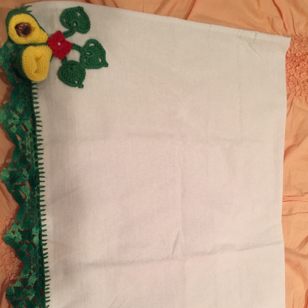 Dish cloth with crochet decor hand made