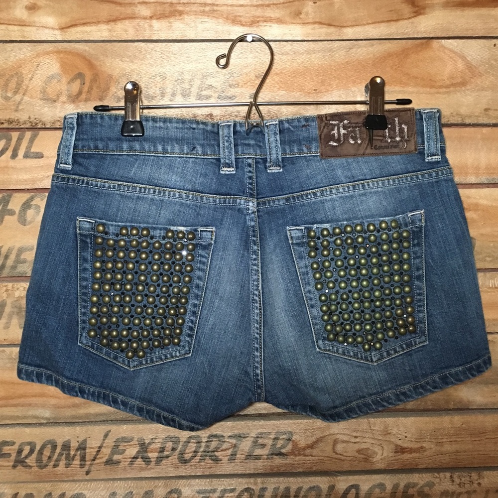 Faith Connexion Denim Shorts with Stud Pockets