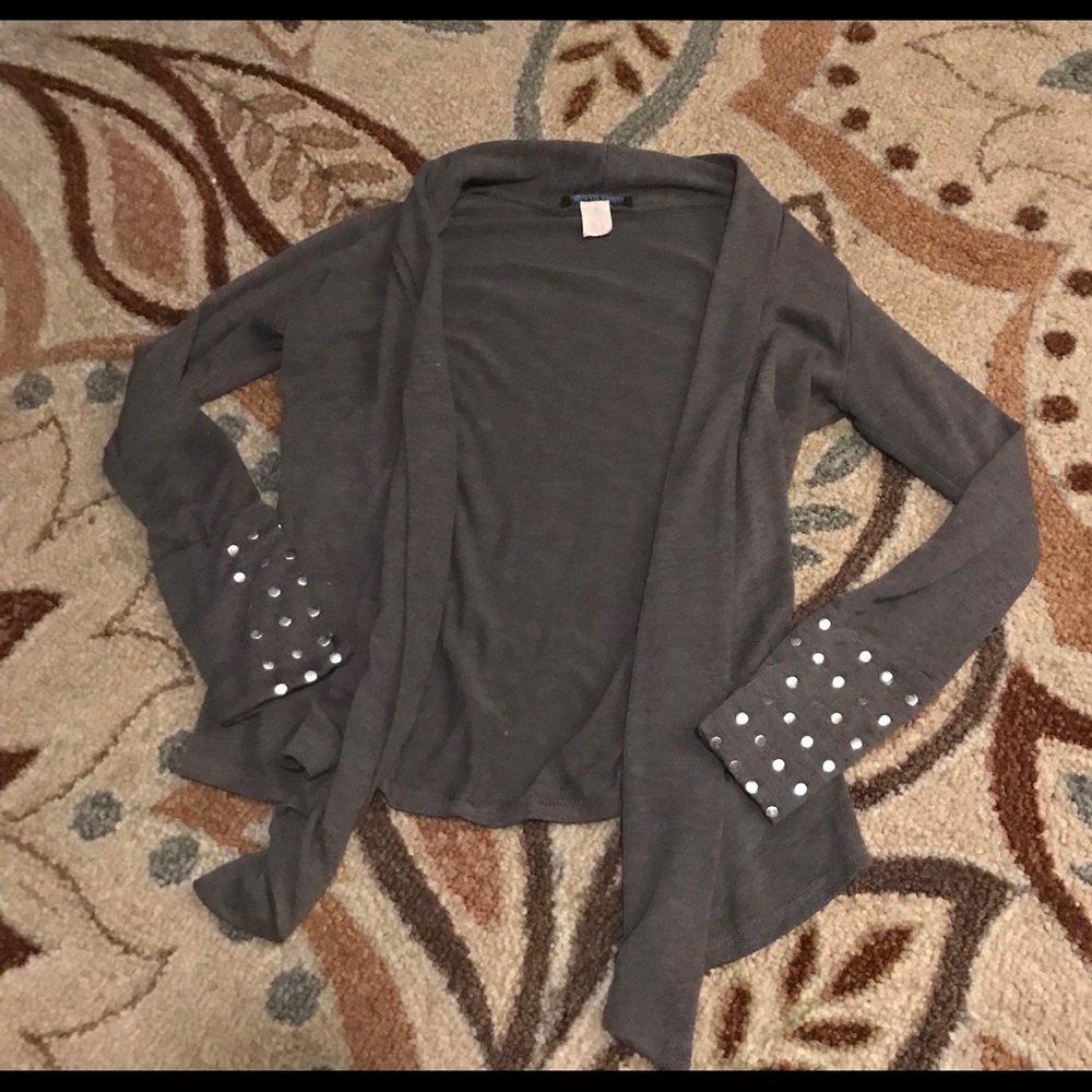 Gray Cardigan Tag says Large (Youth) Fits like XS.