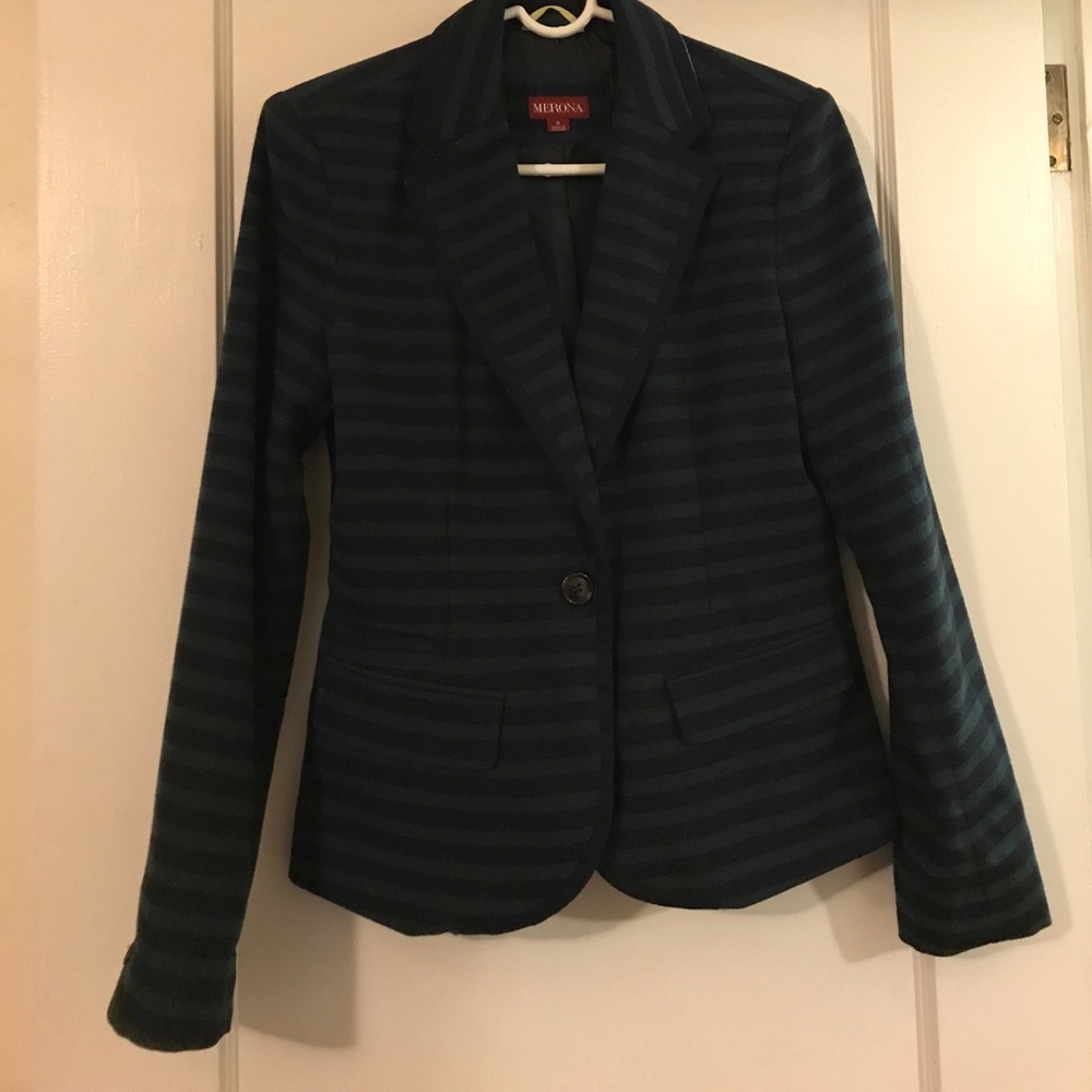 Merona green/navy striped blazer