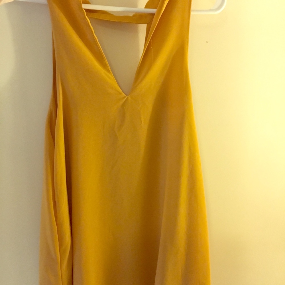 Mustard neck choker sleeveless dress