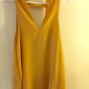 Mustard neck choker sleeveless dress