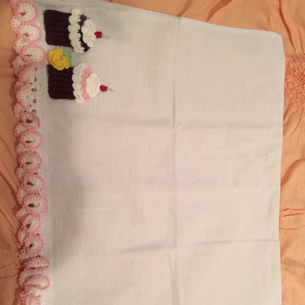 Dish cloth with crochet decor hand made