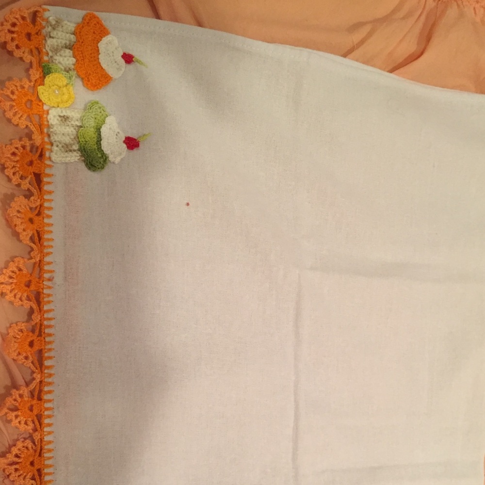Dish cloth with crochet decor hand made