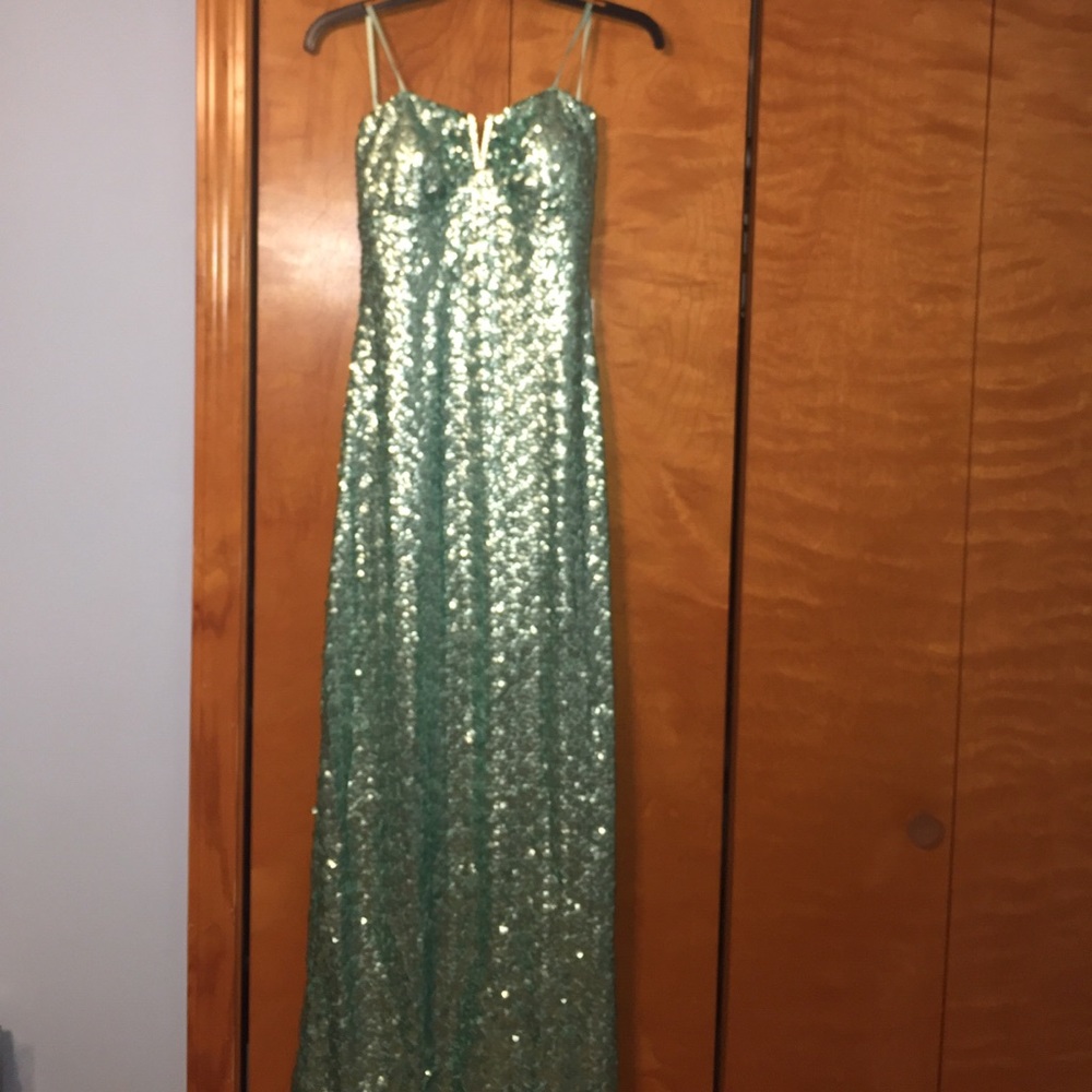Green/ Aqua, long cocktail dress