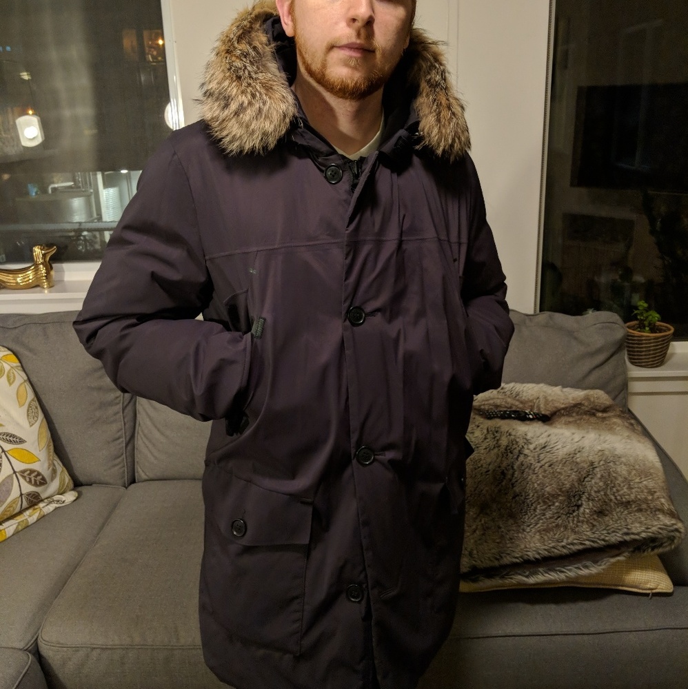 Woolrich Black Down Real Fur Coat