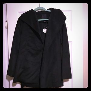 Black Coat with Waist Tie Closure