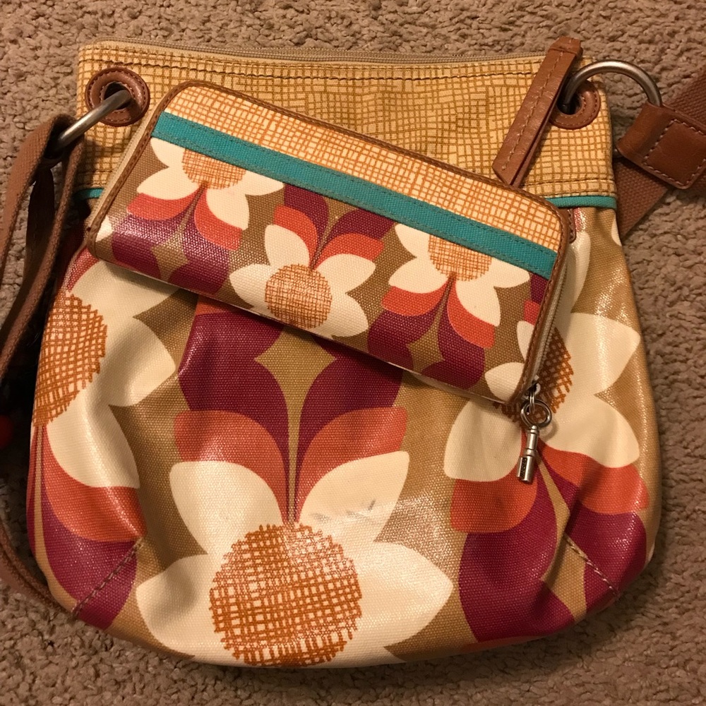 Fossil Floral Crossbody Bag and Wallet