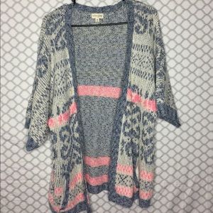 Multi-colored knit cardigan sweater