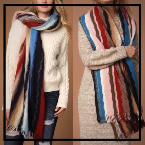 SOLD OUT // Soft Zigzag Jacquard Stripe Scarf - Picture 2 of 4