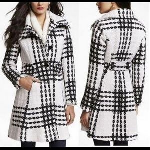 Black & Cream Wool Express Trench Coat!