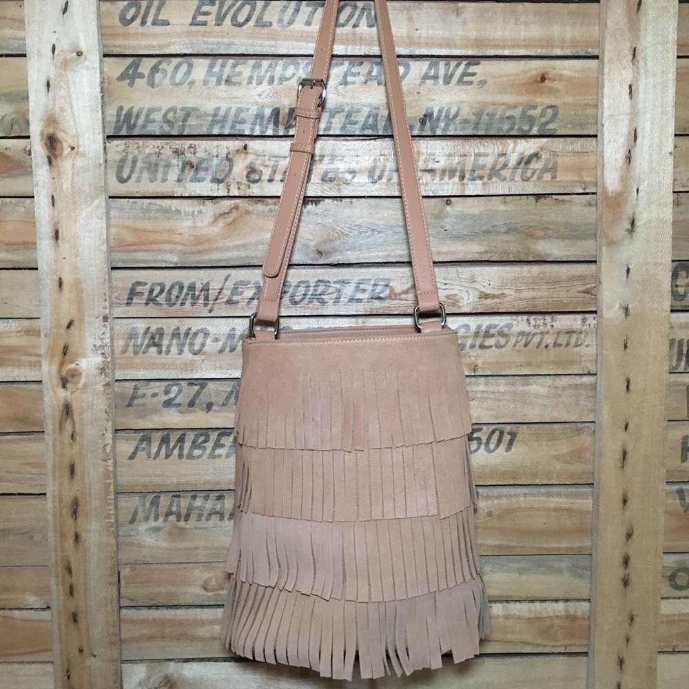 Street Level Suede Leather Bucket Bag