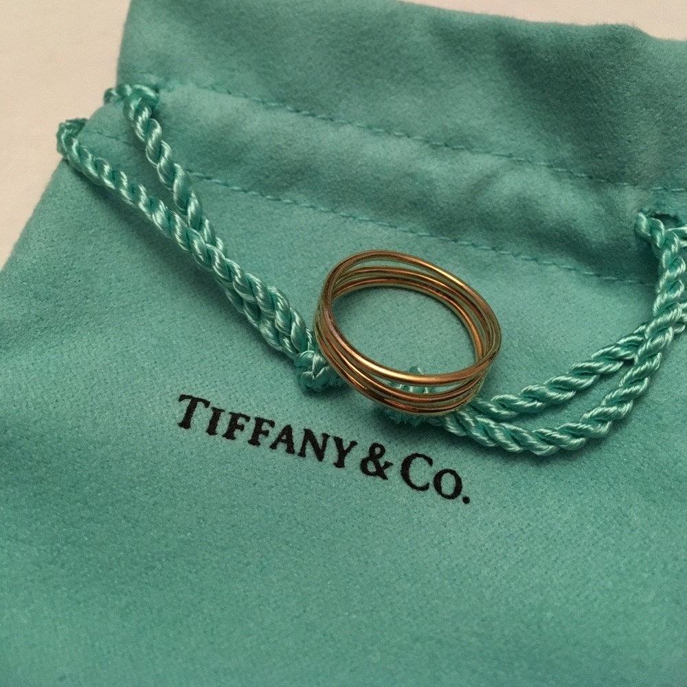 Tiffany & Co Peretti 18K Gold 3 Row Wave Ring 7