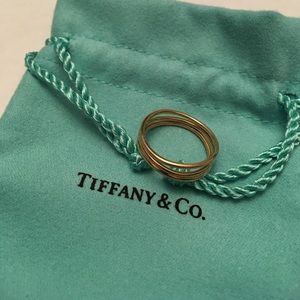 Tiffany & Co Peretti 18K Gold 3 Row Wave Ring 7