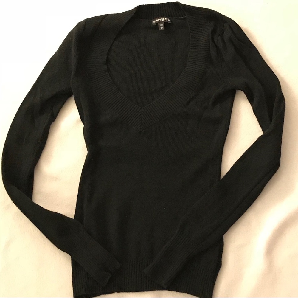 2 sweaters: Black and plum V neck