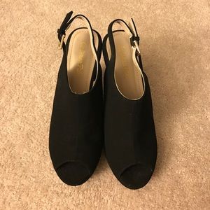 Blank Peep-Toe Dress Wedge Shoes