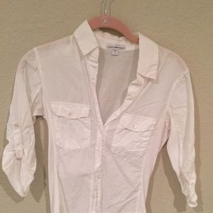 James Perse White Cotton Button Down.  Size 1.