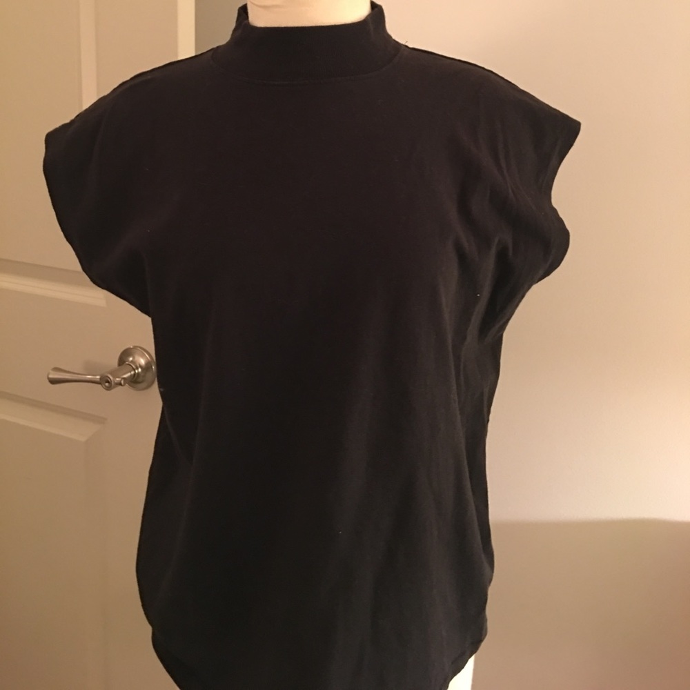 High neck Black Tee