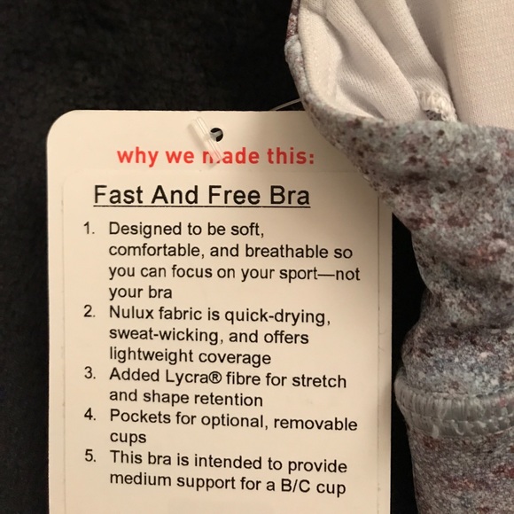 🎯2 Hour Sale 🎯 NWT Lululemon Fast and Free Bra - Picture 4 of 6